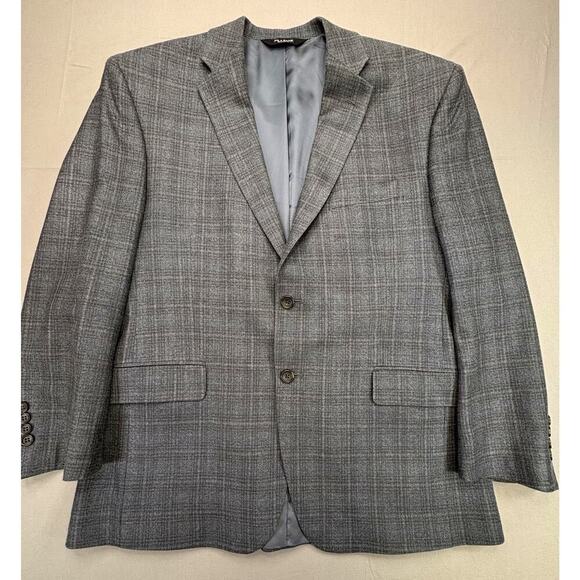 Jos A Bank Signature Collection Blue Grey Plaid Blazer Silk/Wool 4 Button 42R - Picture 5 of 9